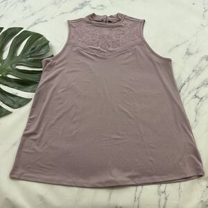 Torrid Embroidered High Neck Sleeveless Blouse Top Plus Size 2 Pastel Purple